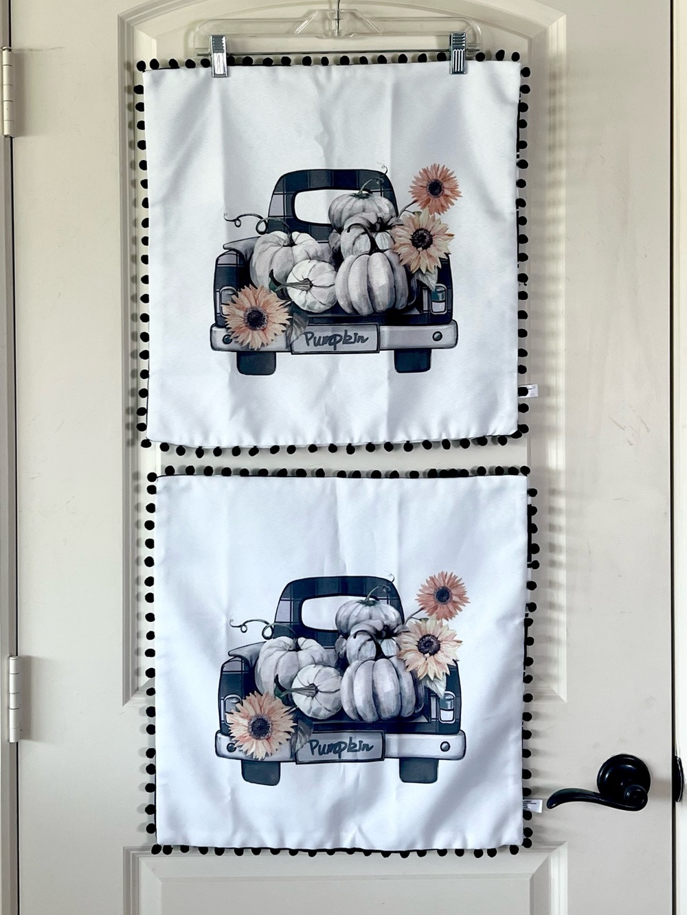 Hobby Lobby 18x18 Fall Truck Pillow Cover, Buffalo Check Pumpkins & Sunflowers